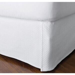 The Company Store Twin White Diamond Weave Cotton Bed Skirt 18" Drop New